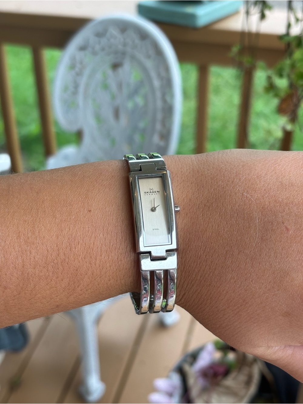 Skagen Silver Rectangular Stainless Steel Bracelet Watch